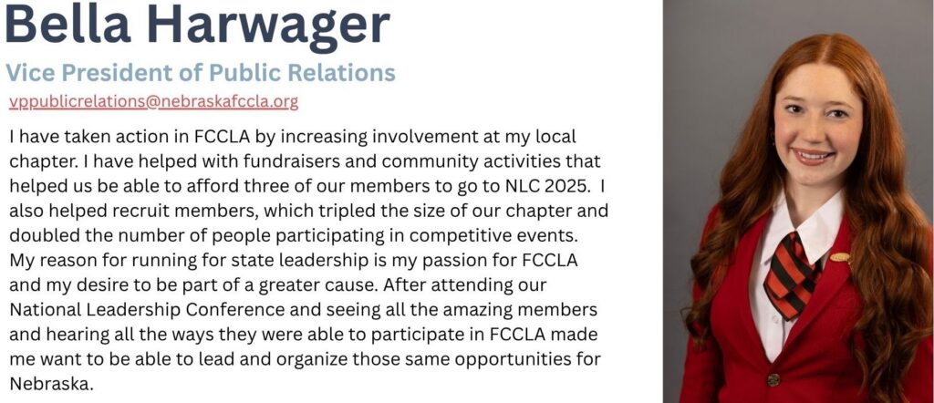 Bella Harwager FCCLA State Officer picture