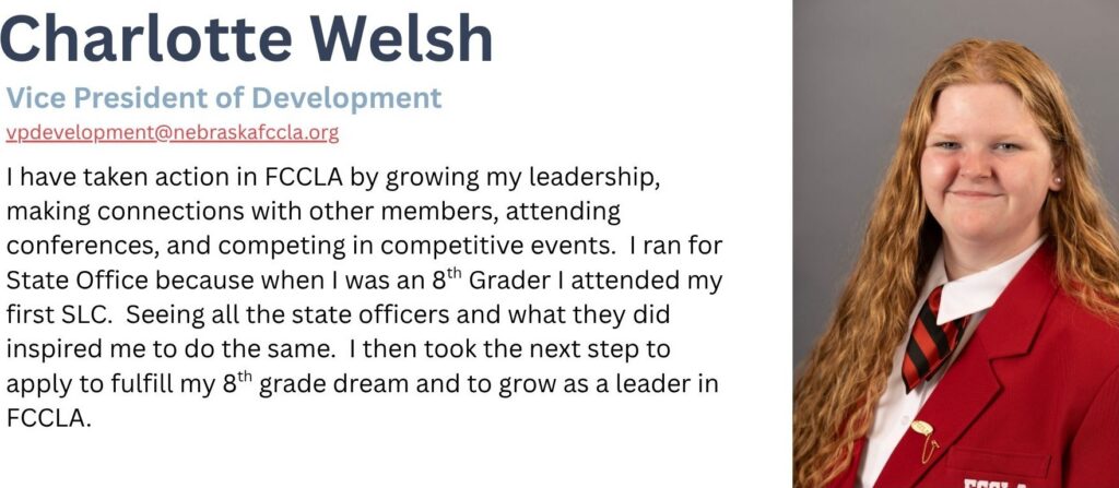 Charlotte Welsh Nebraska FCCLA State Officer picture